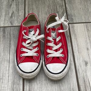Converse Red Canvas Shoes with White Accents